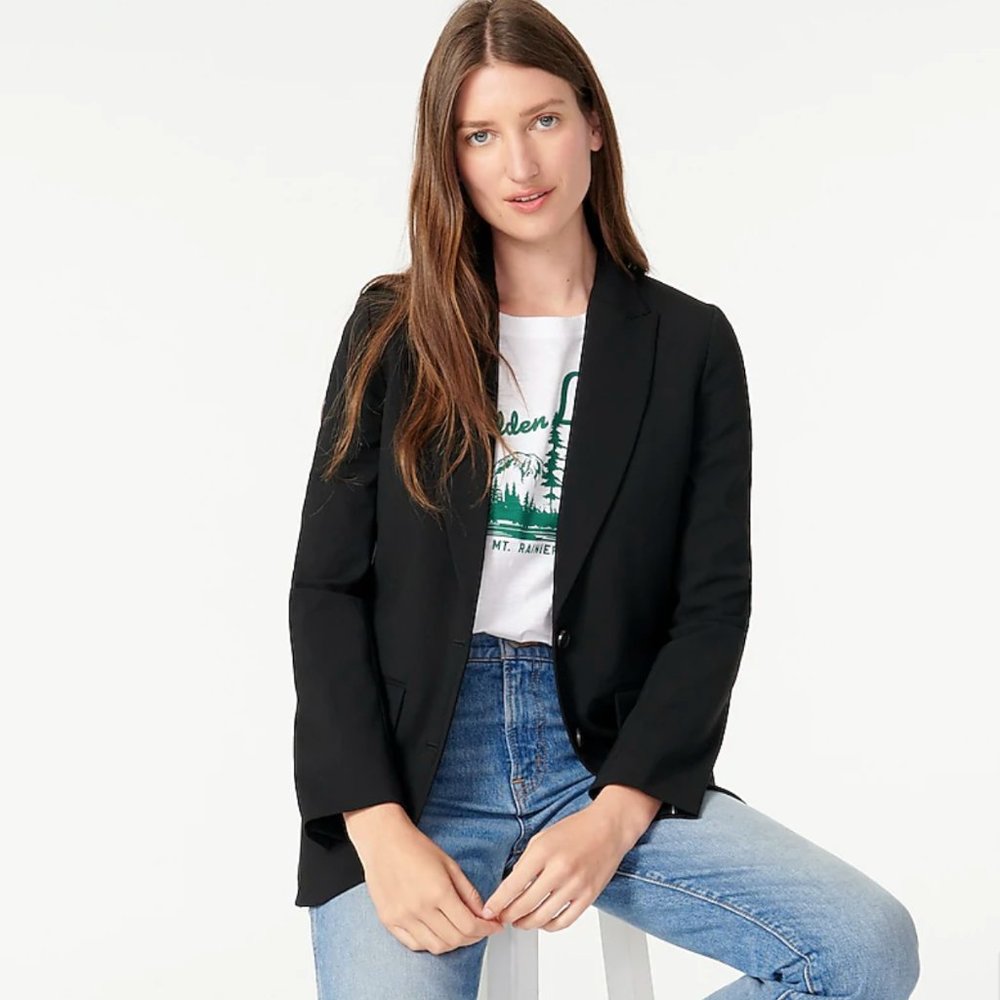 J. Crew Black Classic Single-Button Blazer